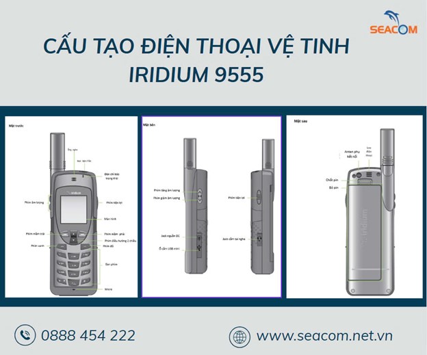 Cấu tạo điện thoại vệ tinh Iridium 9555