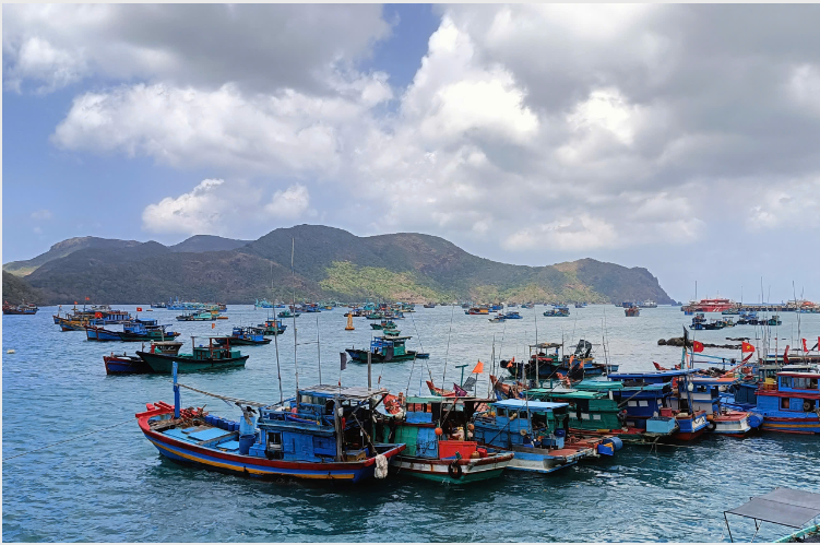 Tàu cá neo đậu ở Cảng Bến Đầm, huyện Côn Đảo